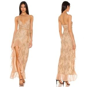 Revolve Privacy Please Esperanza Gown Maxi Dress Lace Wedding Formal Nude Blck M